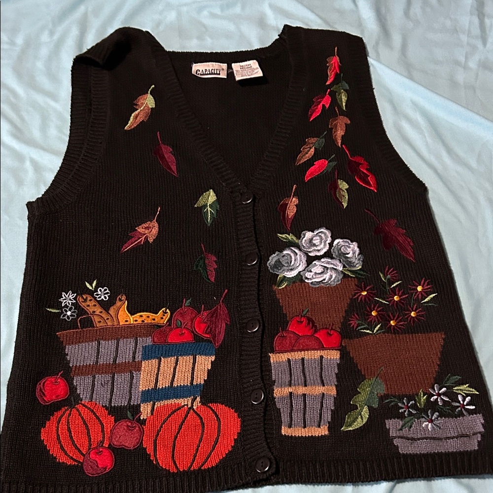 Capacity  Embroidered Sweater Vest size medium vintage.